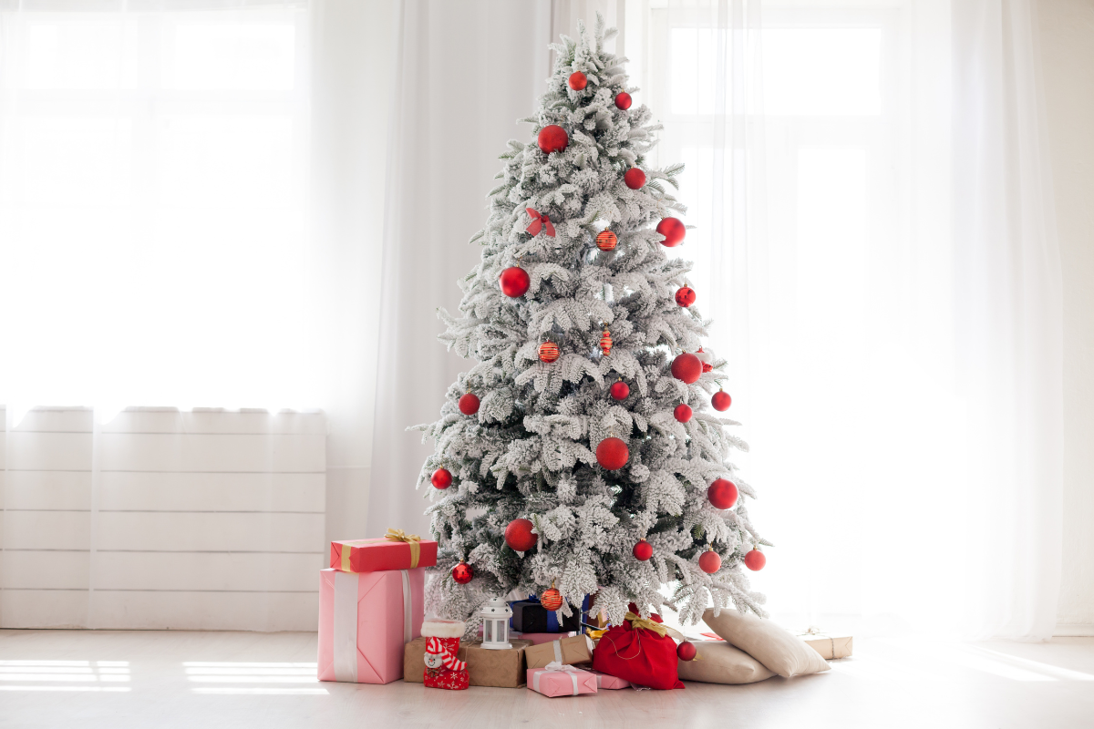 christmas tree with presents beneath